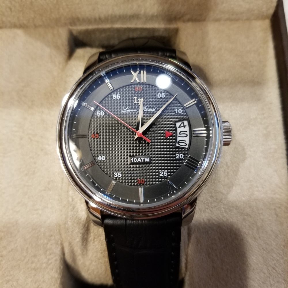 Classy Lucien Piccard Blue Face Leather Watch